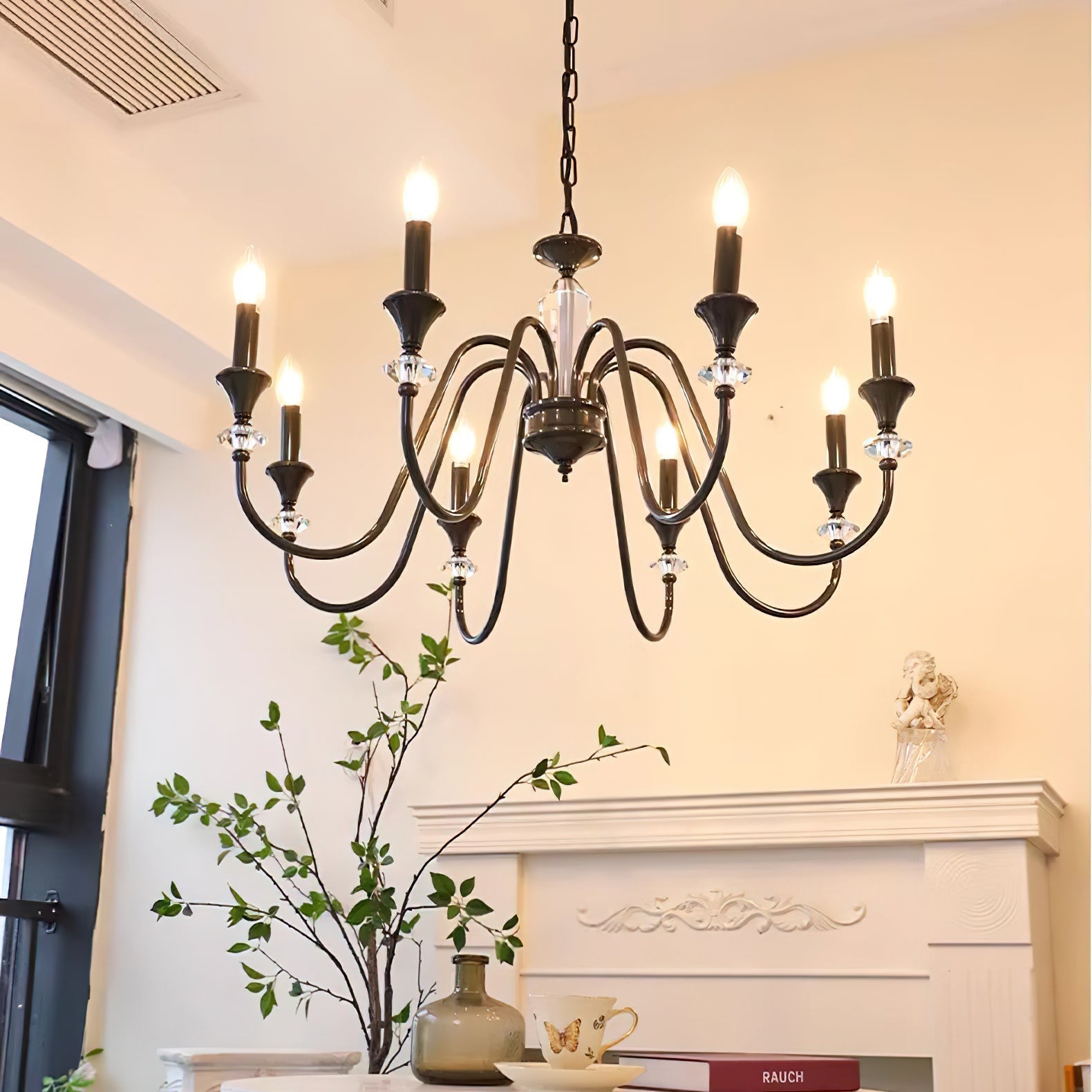 Lustra Lustre Noir & Cristal Candelabre