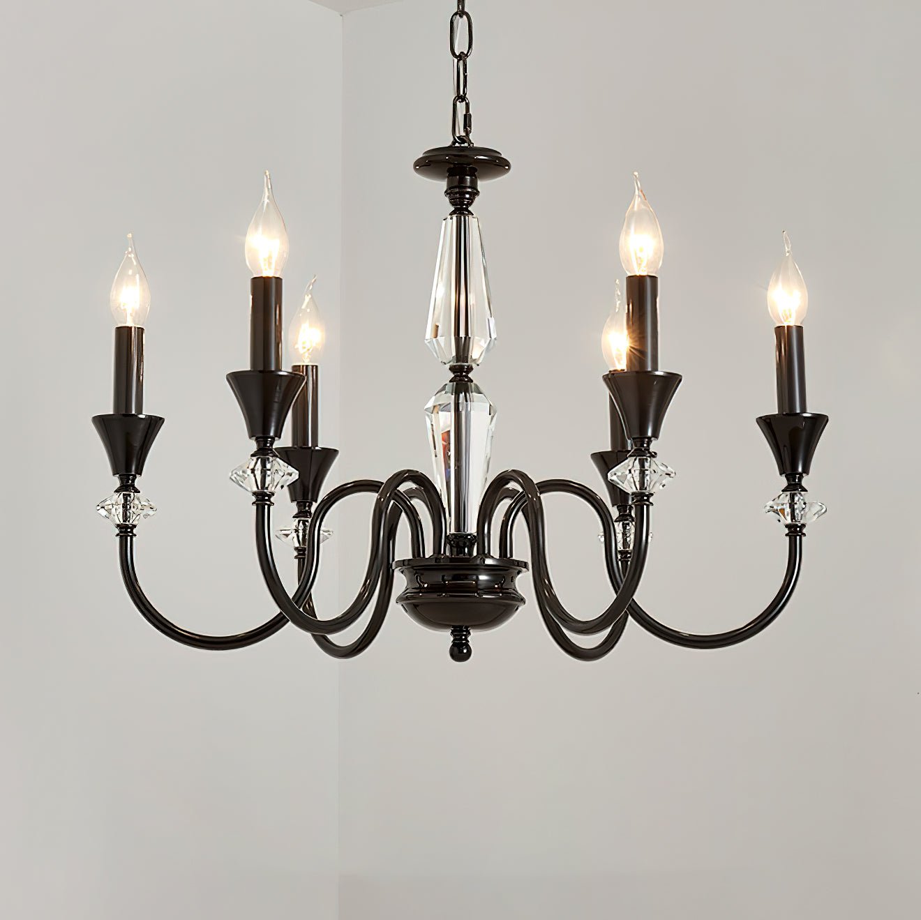Lustra Lustre Noir & Cristal Candelabre