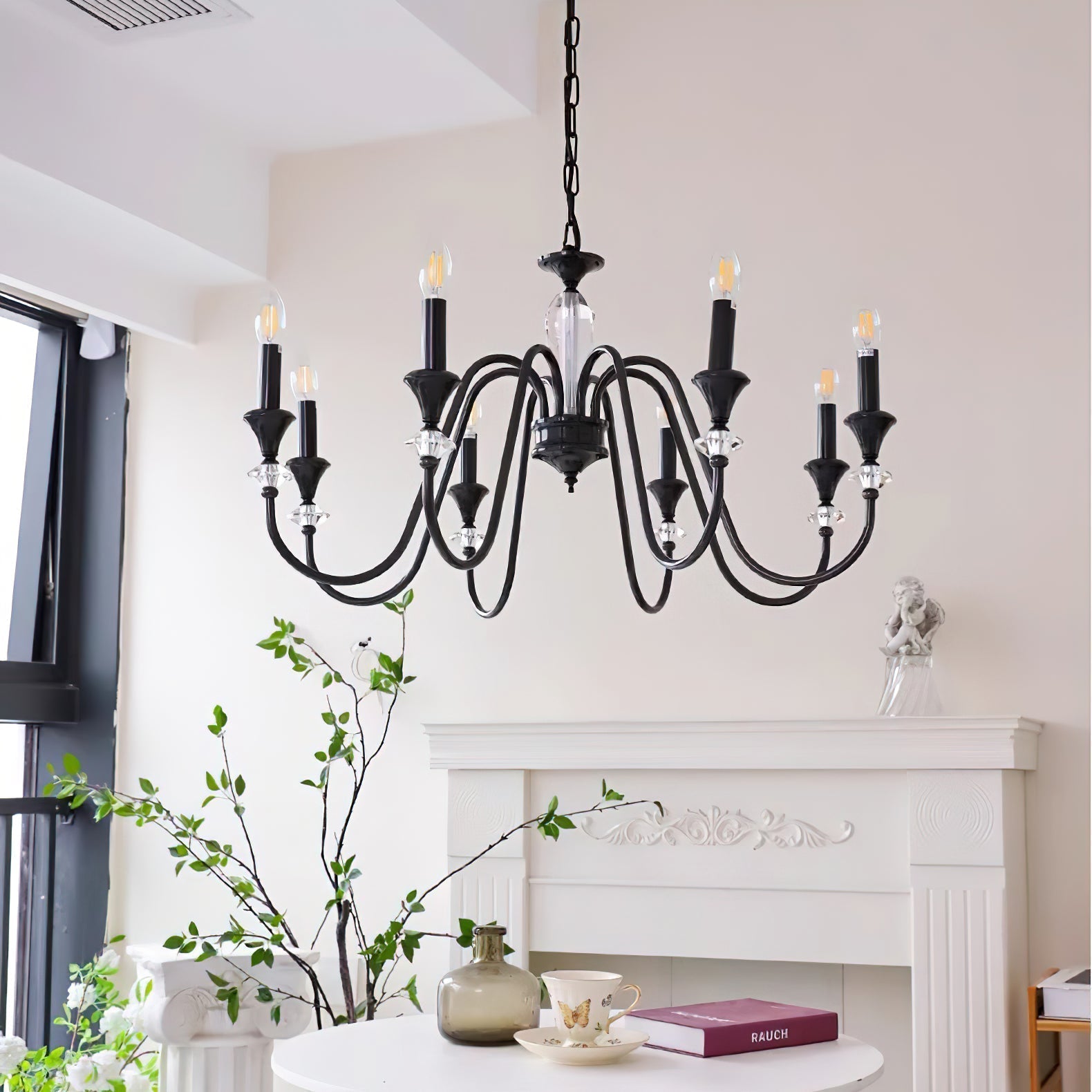 Lustra Lustre Noir & Cristal Candelabre