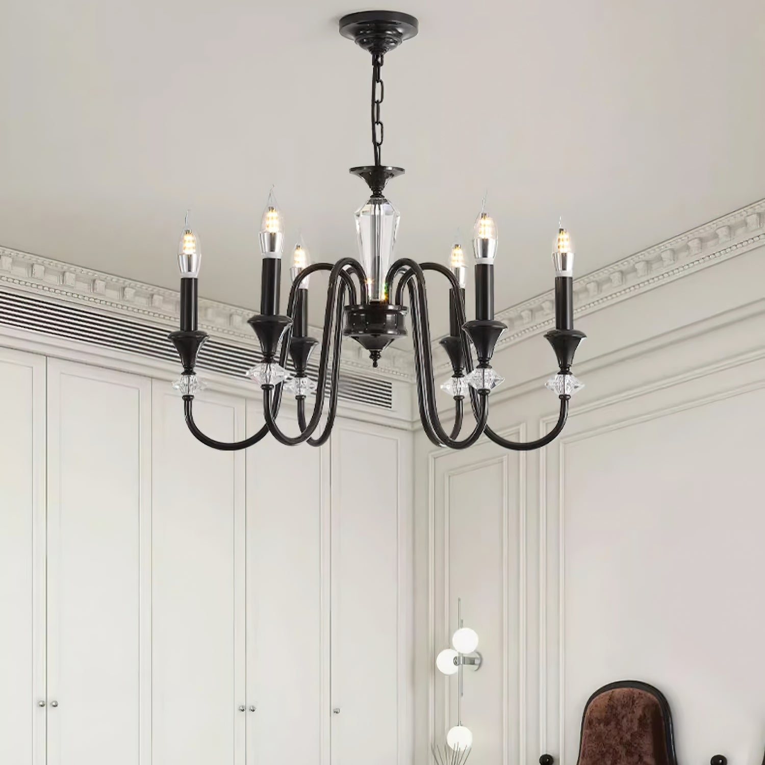 Lustra Lustre Noir & Cristal Candelabre