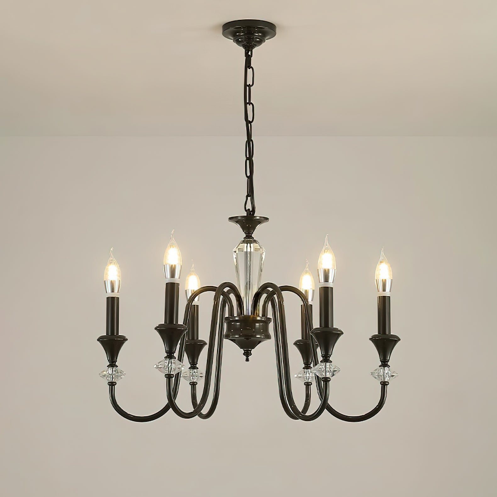 Lustra Lustre Noir & Cristal Candelabre