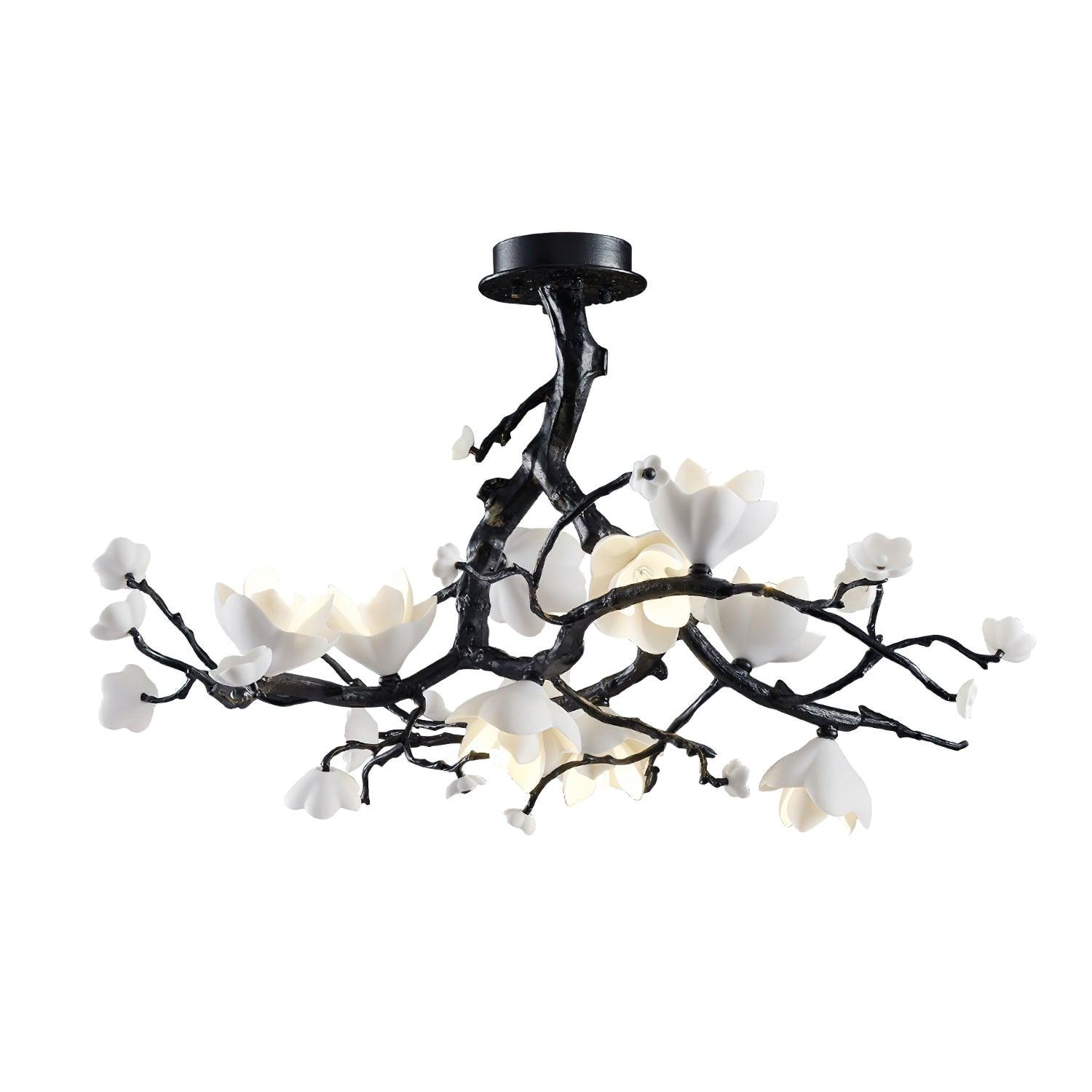Lustra Suspension Lampe Arbre Noir et Cuivre avec Fruits Sauvages