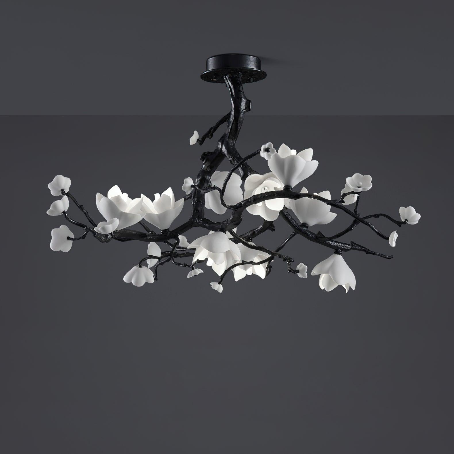 Lustra Suspension Lampe Arbre Noir et Cuivre avec Fruits Sauvages