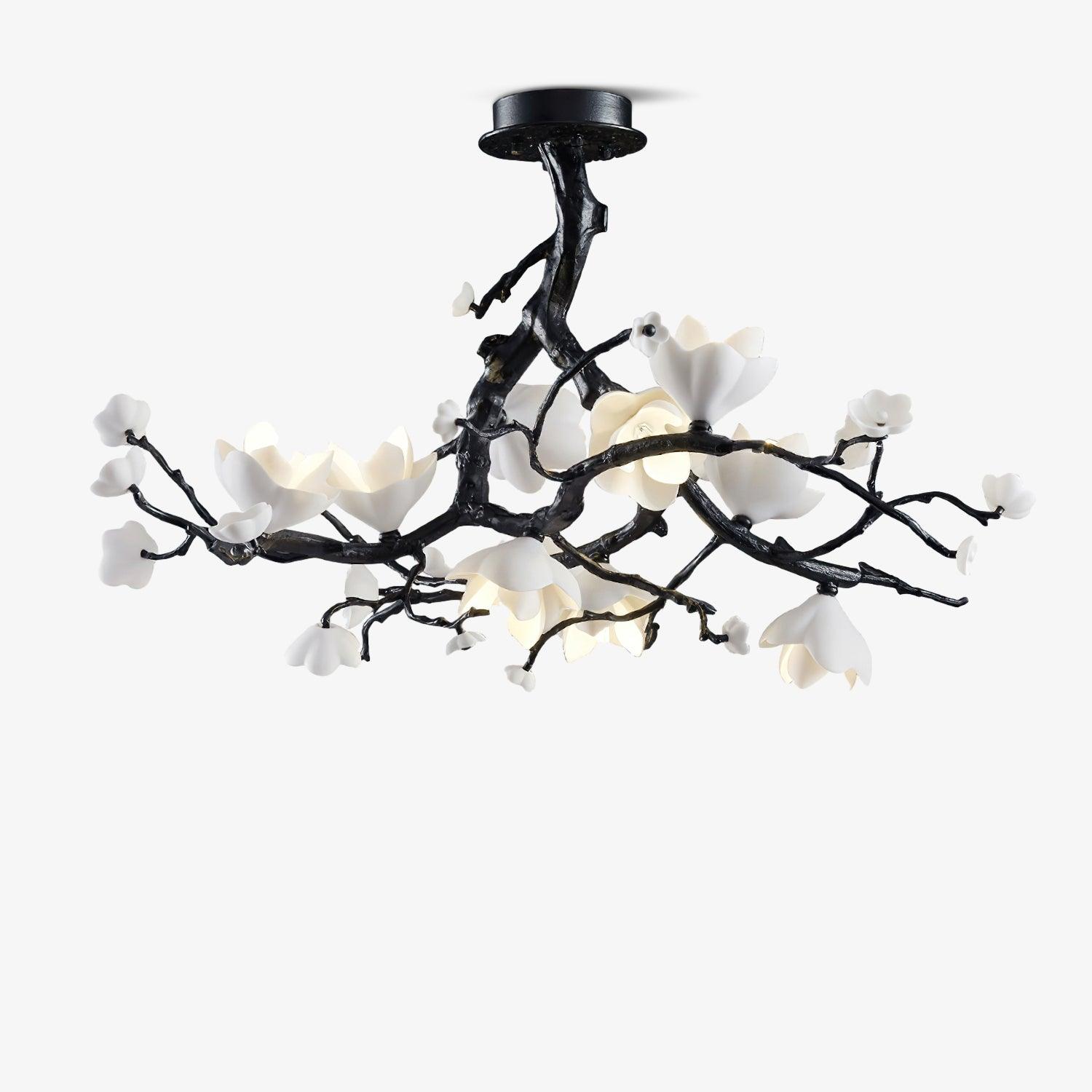 Lustra Suspension Lampe Arbre Noir et Cuivre avec Fruits Sauvages