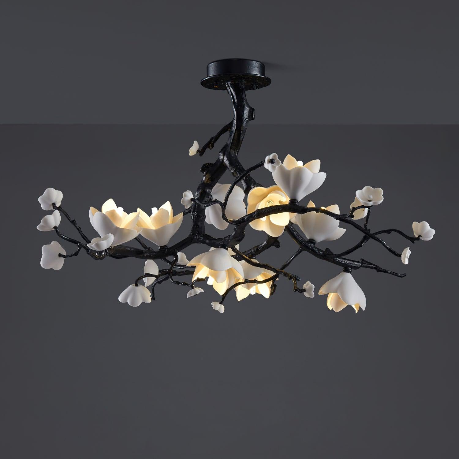 Lustra Suspension Lampe Arbre Noir et Cuivre avec Fruits Sauvages