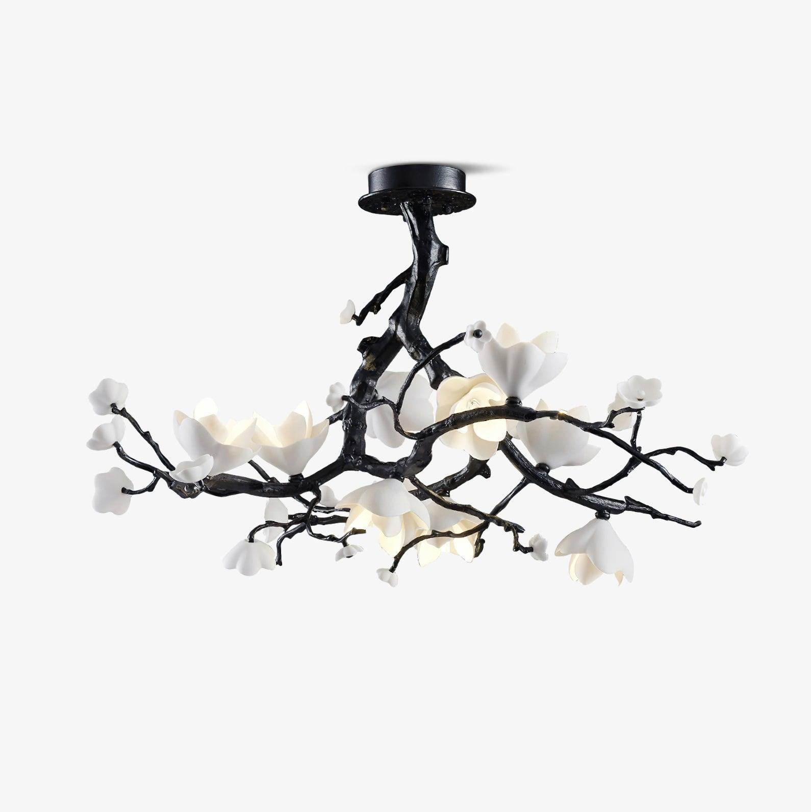 Lustra Suspension Lampe Arbre Noir et Cuivre avec Fruits Sauvages