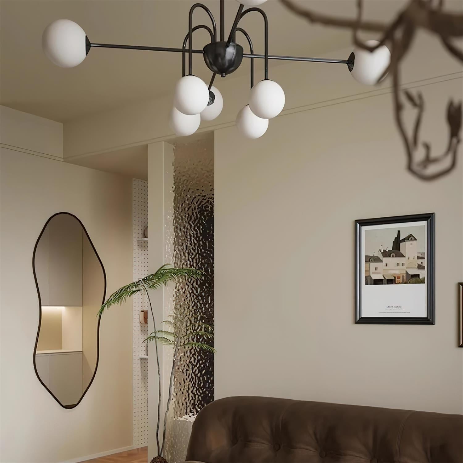 Virelli Lustre Arches Noires Globes en Verre Minimaliste