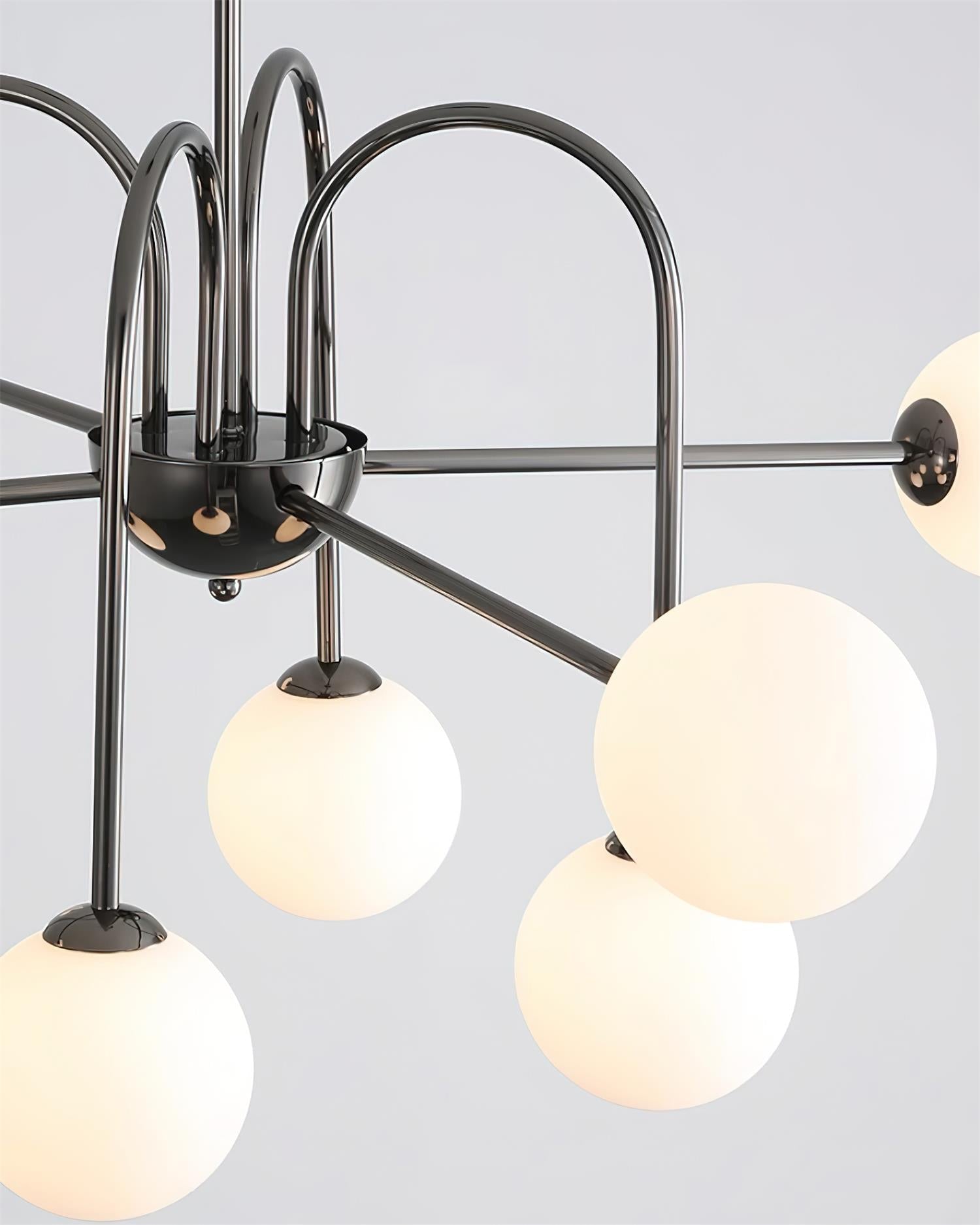 Virelli Lustre Arches Noires Globes en Verre Minimaliste