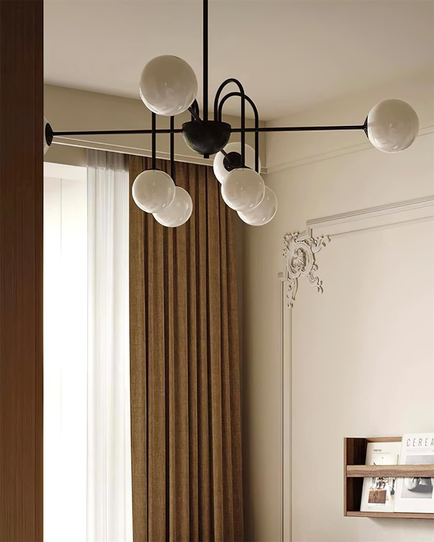 Virelli Lustre Arches Noires Globes en Verre Minimaliste