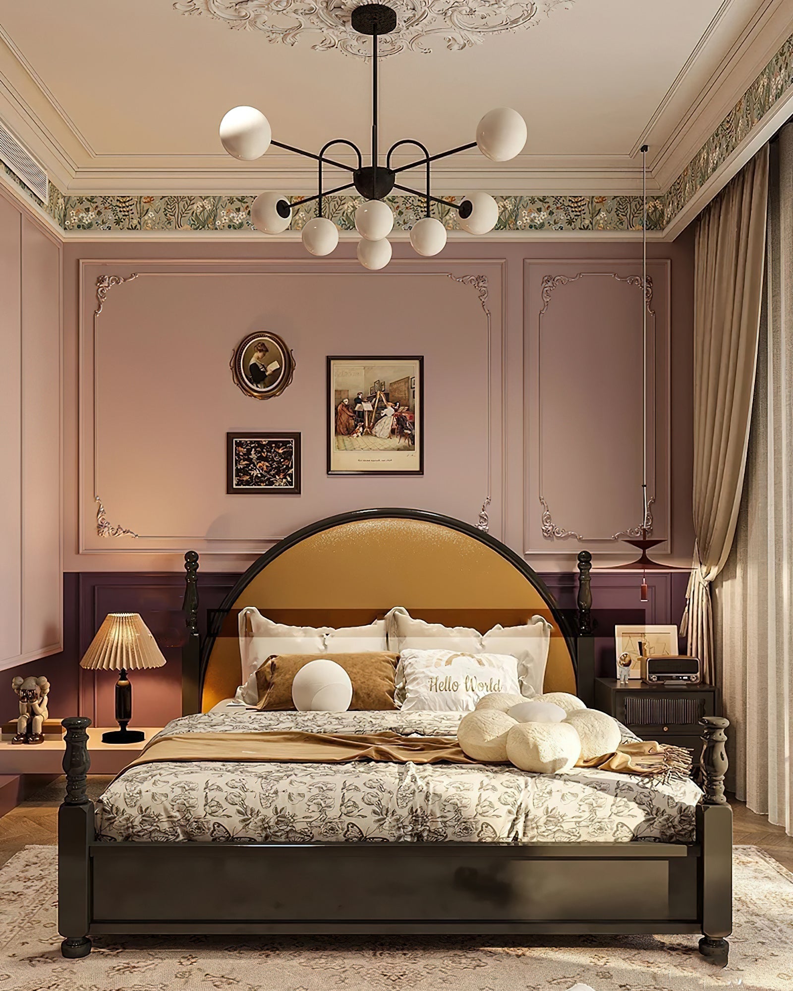 Virelli Lustre Arches Noires Globes en Verre Minimaliste