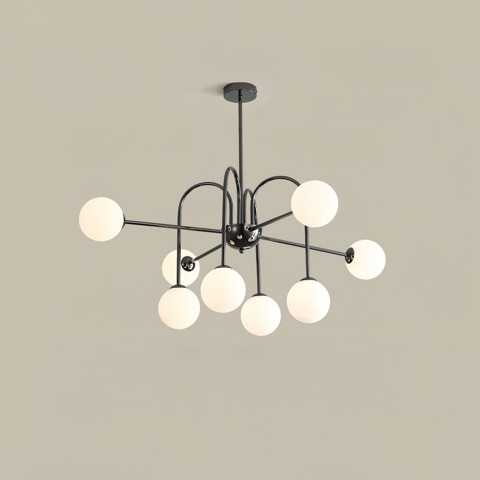 Virelli Lustre Arches Noires Globes en Verre Minimaliste