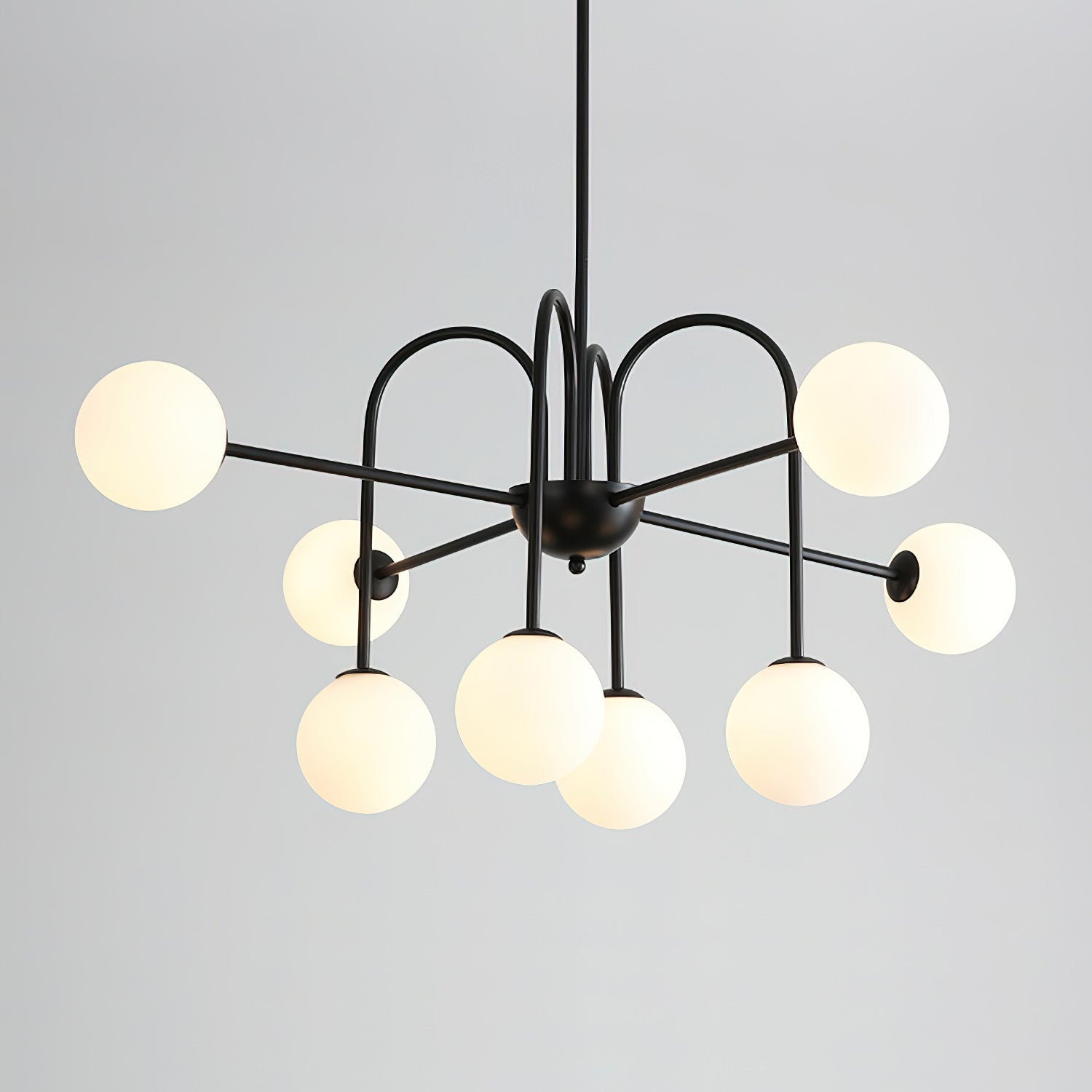 Virelli Lustre Arches Noires Globes en Verre Minimaliste
