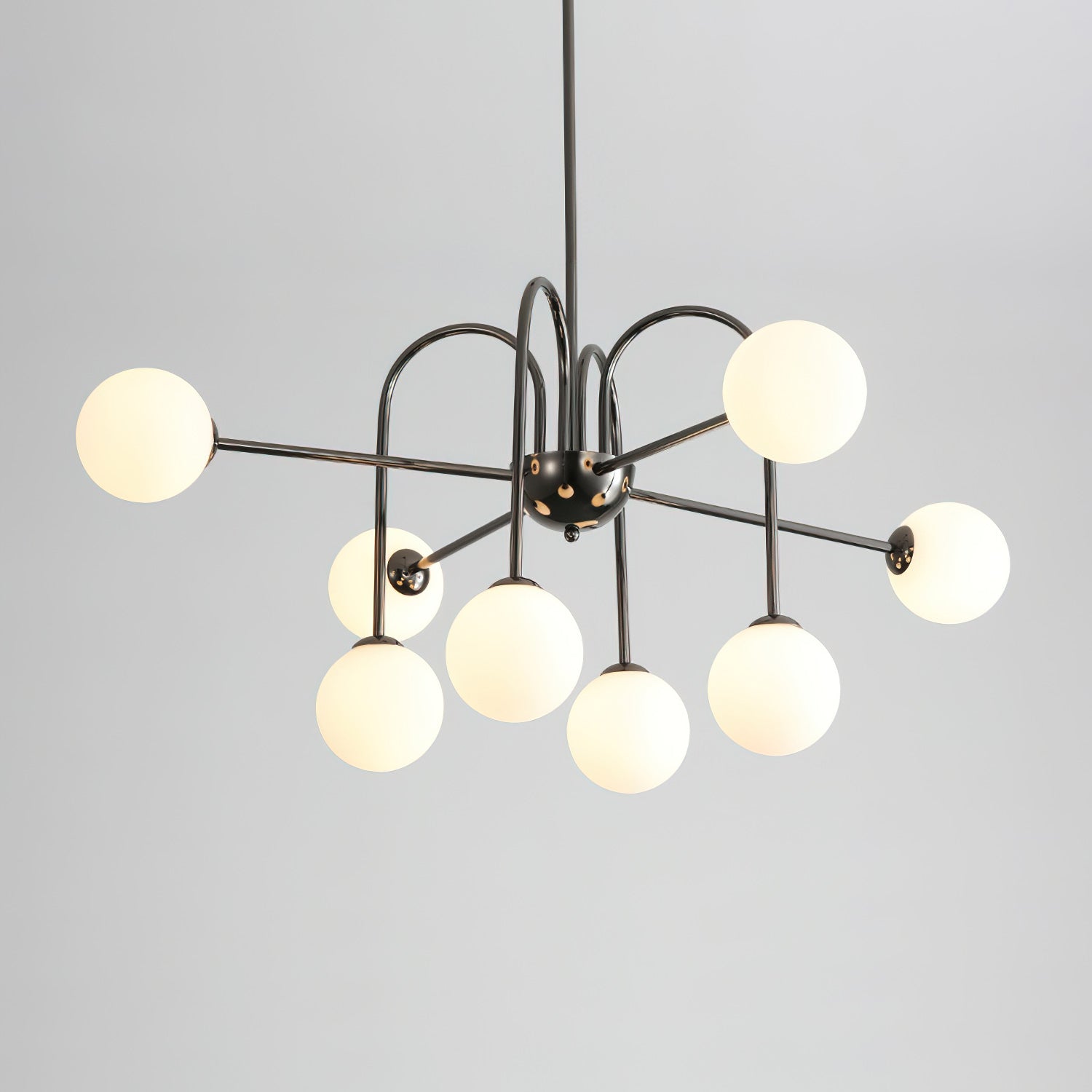 Virelli Lustre Arches Noires Globes en Verre Minimaliste