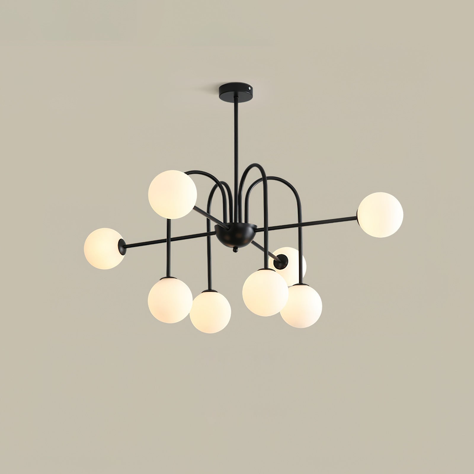 Virelli Lustre Arches Noires Globes en Verre Minimaliste