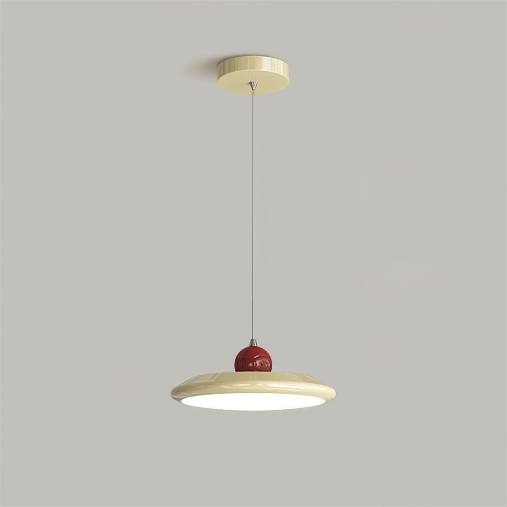 Lustra Suspension Disque Acrylique Blanc Bord Vert Rouge Audacieux