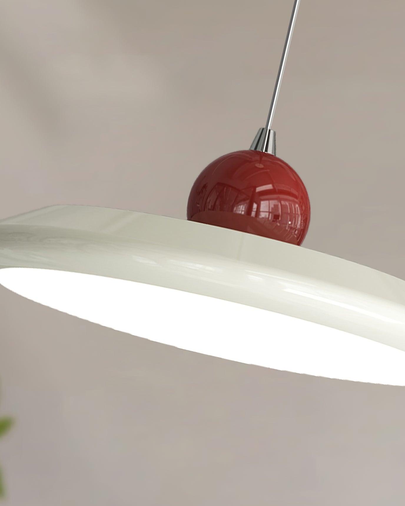 Lustra Suspension Disque Acrylique Blanc Bord Vert Rouge Audacieux