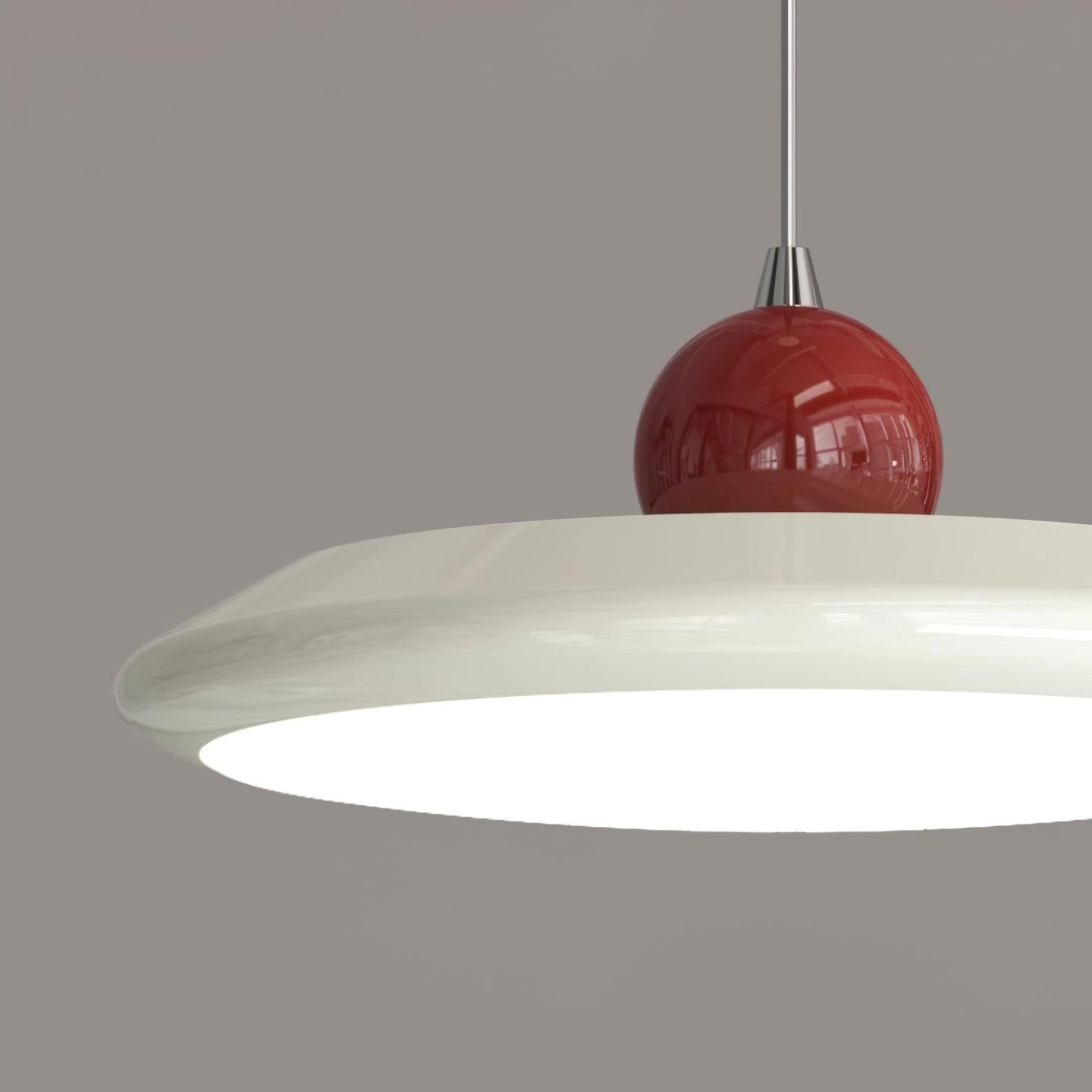 Lustra Suspension Disque Acrylique Blanc Bord Vert Rouge Audacieux