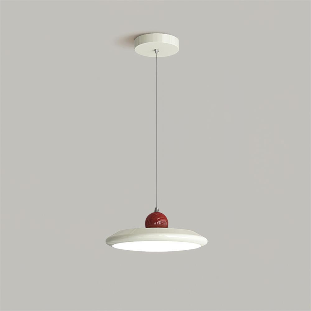 Lustra Suspension Disque Acrylique Blanc Bord Vert Rouge Audacieux