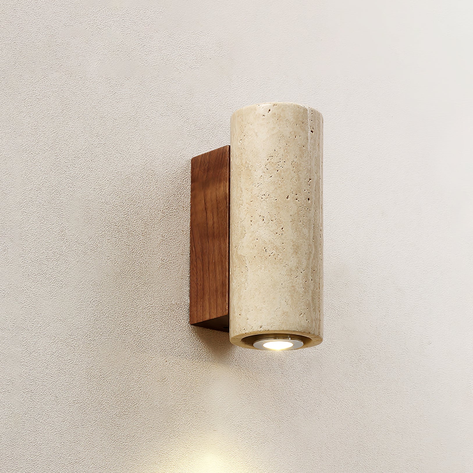 Celore Cylindre-Bois Travertin Luminaire Mural