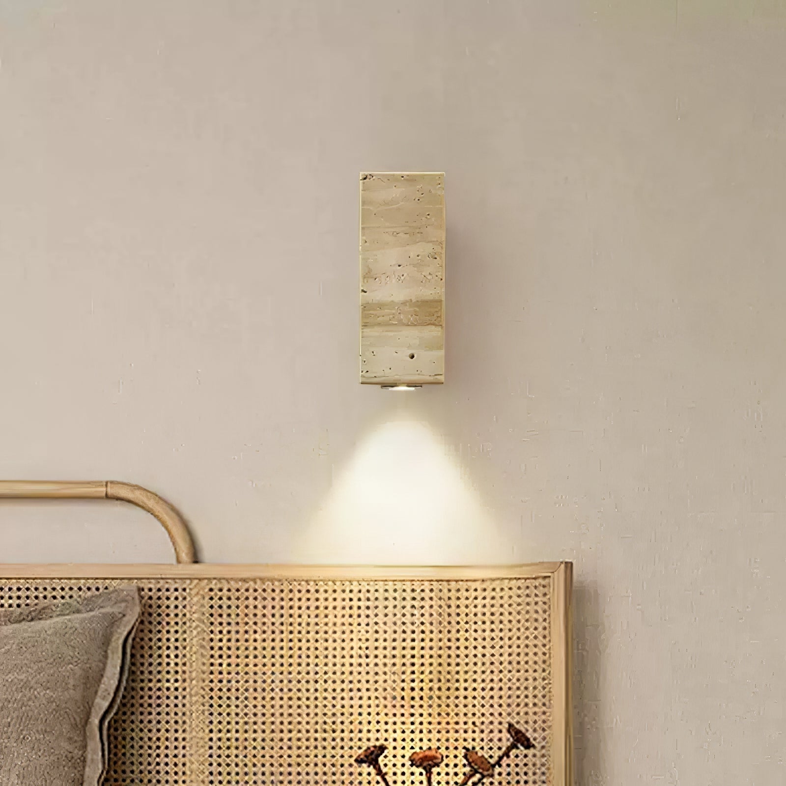 Celore Cylindre-Bois Travertin Luminaire Mural