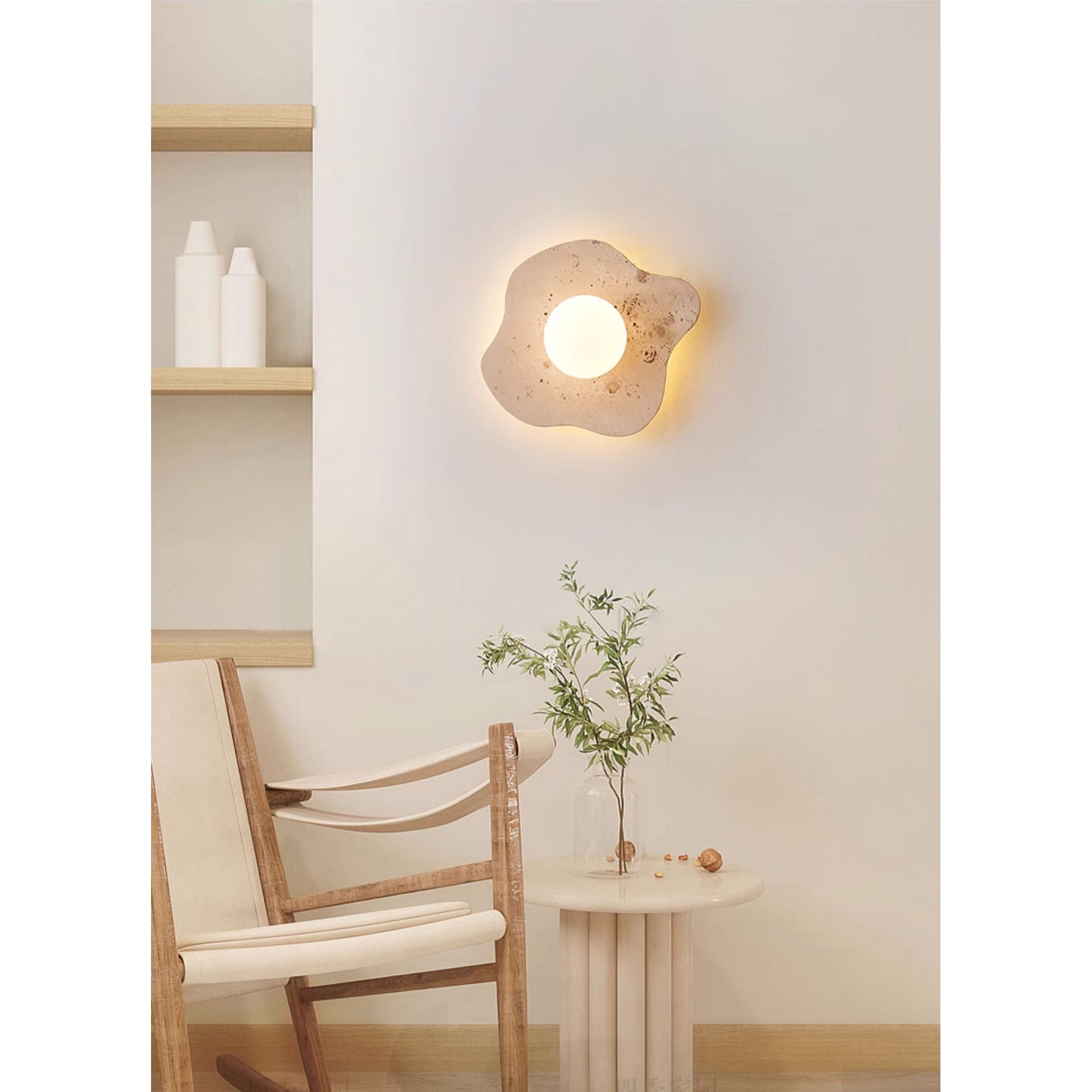 Tinduvyj Moderne Minimaliste Travertin Verre Applique Murale