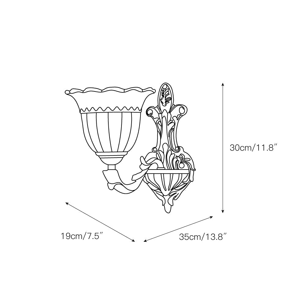 Sifuvyd Luxe Fleur Laiton Verre Métal Applique Murale