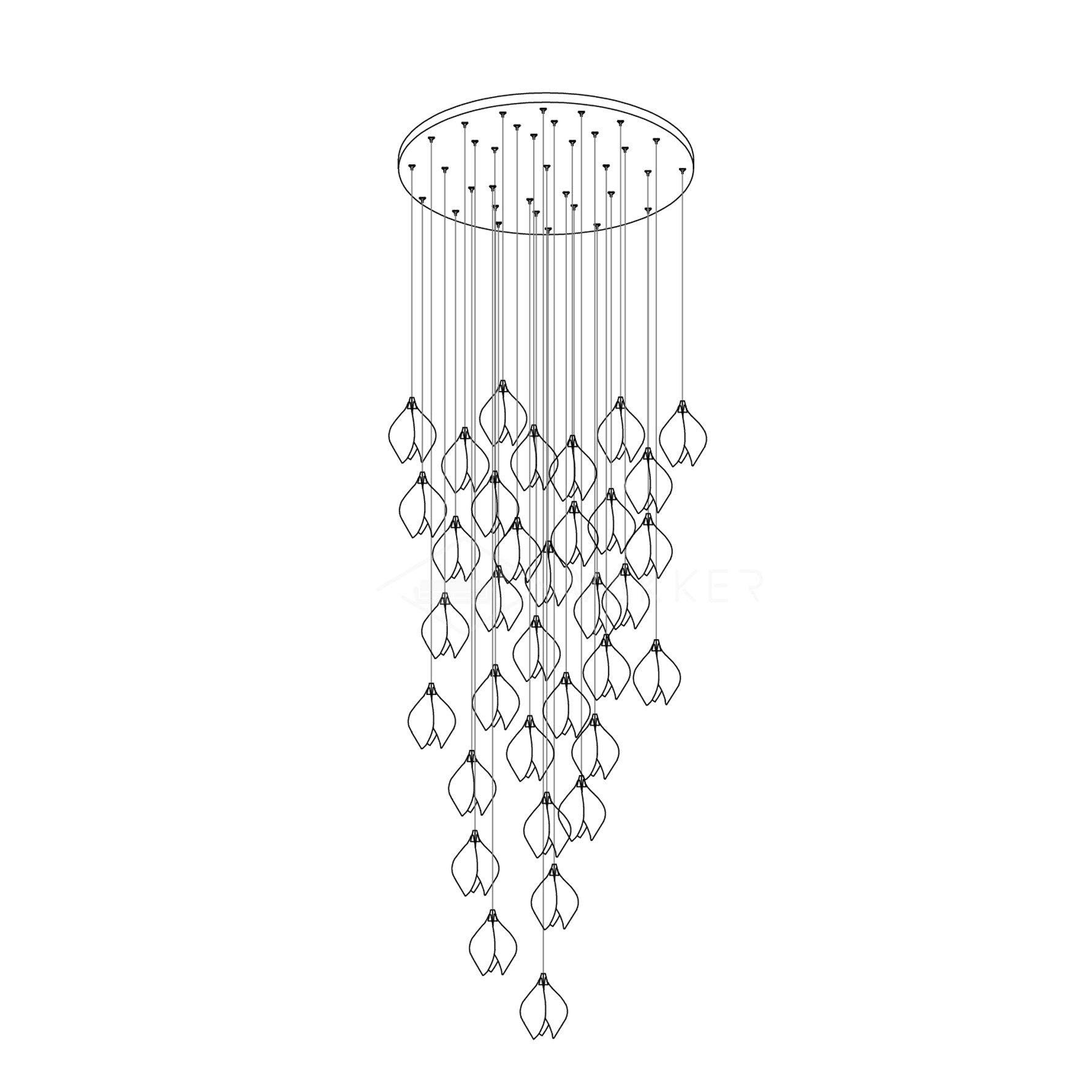 Lustra Suspension Lampe Céramique Florale Blanche
