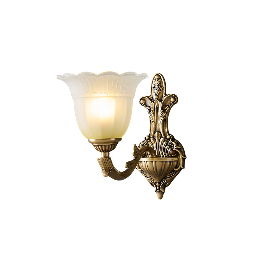 Sifuvyd Luxe Fleur Laiton Verre Métal Applique Murale