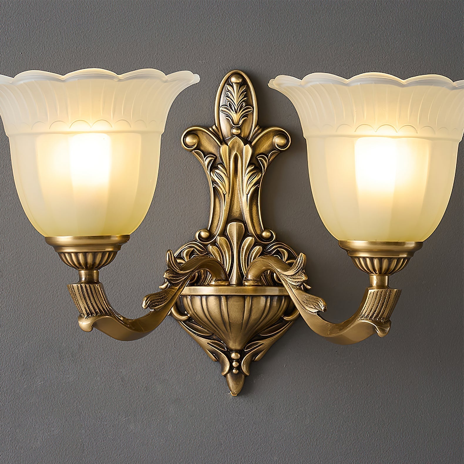 Sifuvyd Luxe Fleur Laiton Verre Métal Applique Murale