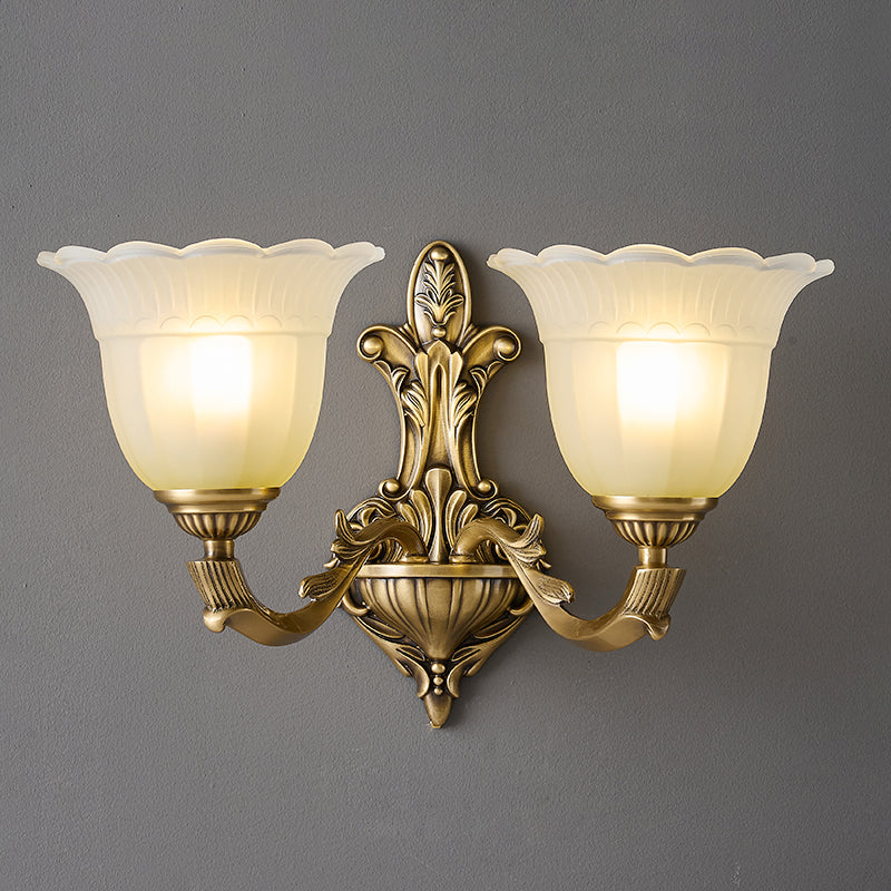 Sifuvyd Luxe Fleur Laiton Verre Métal Applique Murale