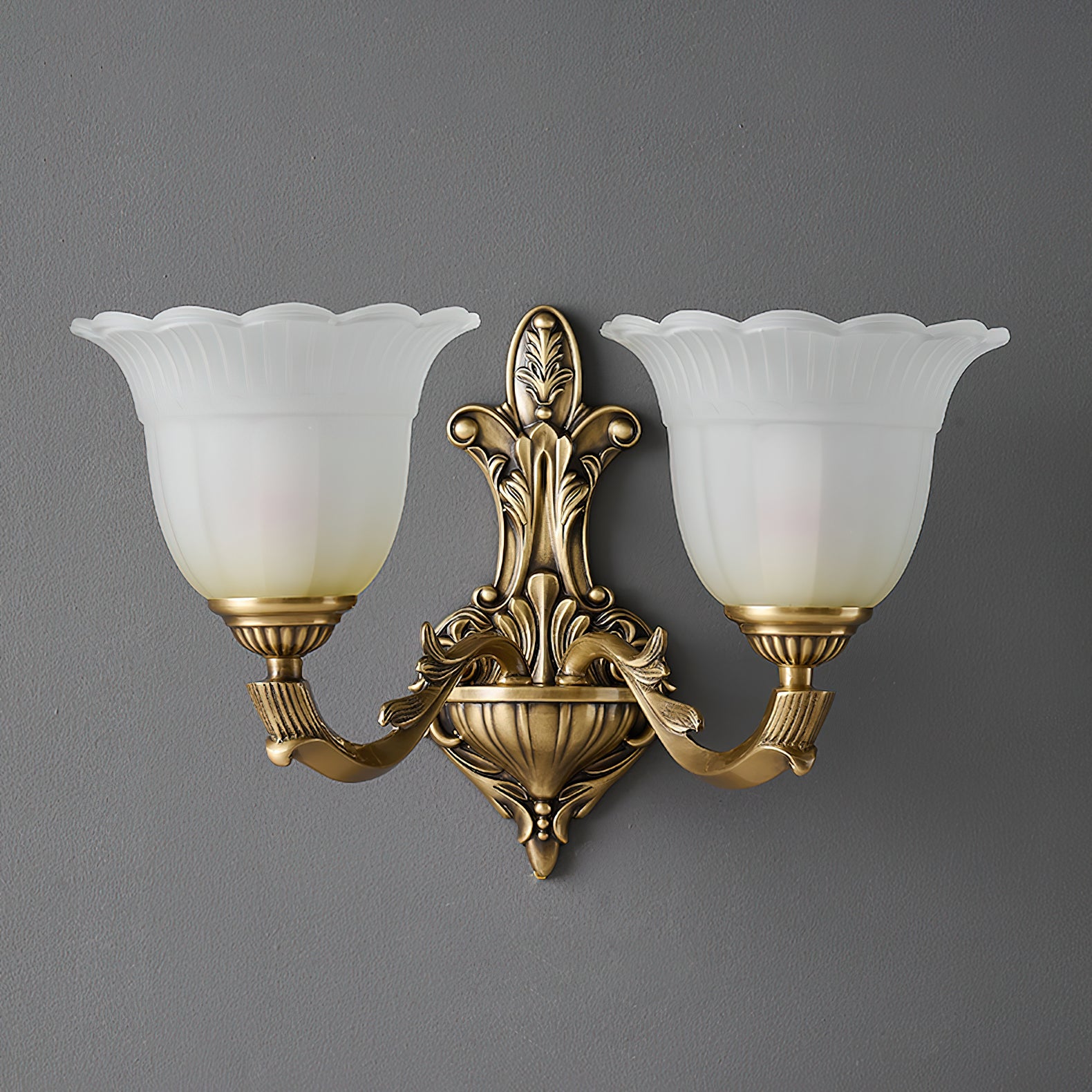 Sifuvyd Luxe Fleur Laiton Verre Métal Applique Murale