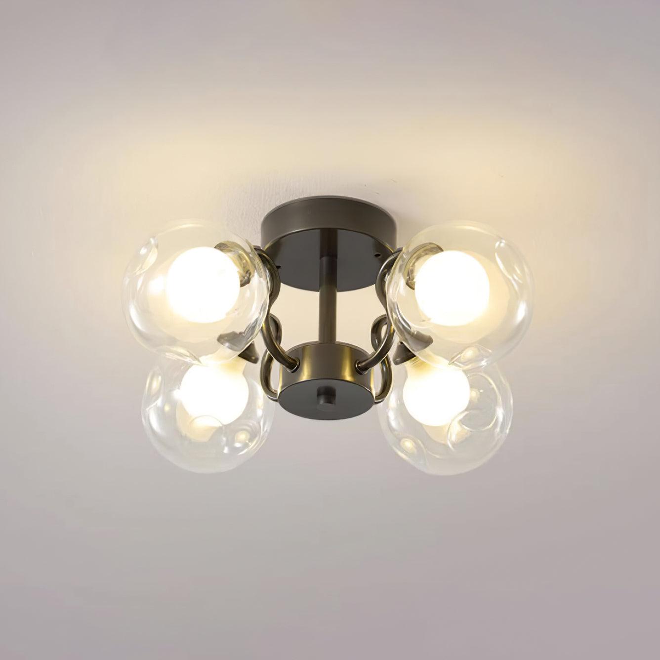 Orb Plafonnier Fleur Verre Globe Bras Moderne Salon