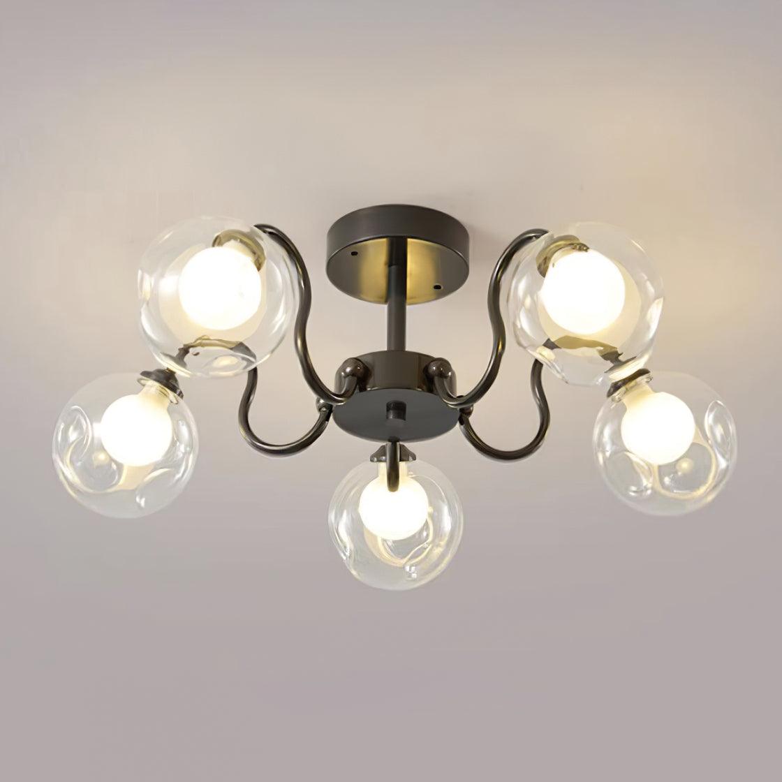 Orb Plafonnier Fleur Verre Globe Bras Moderne Salon