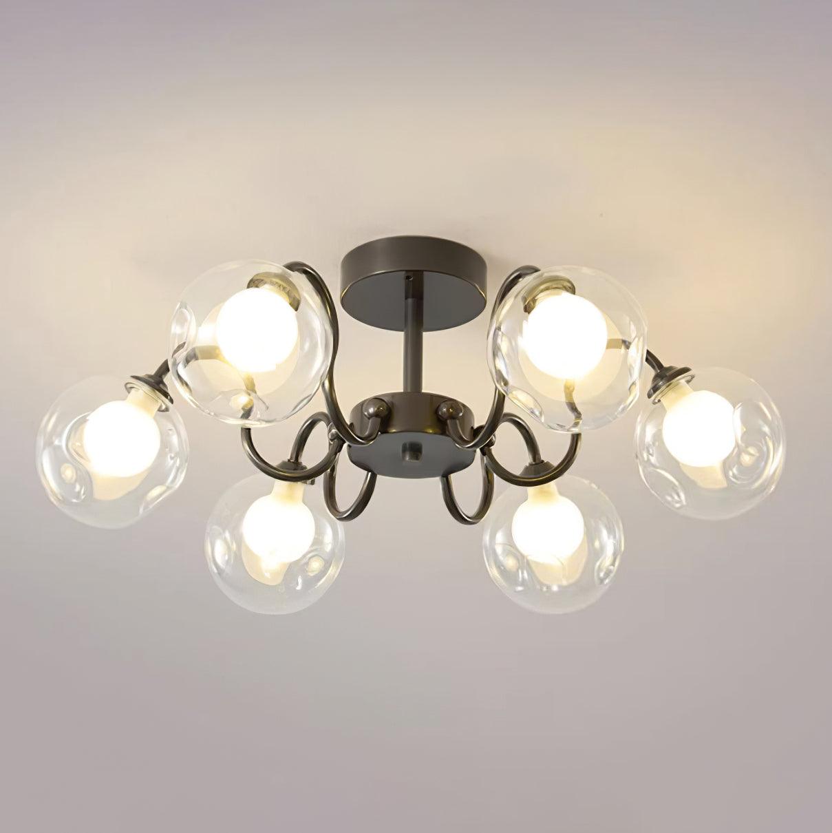 Orb Plafonnier Fleur Verre Globe Bras Moderne Salon