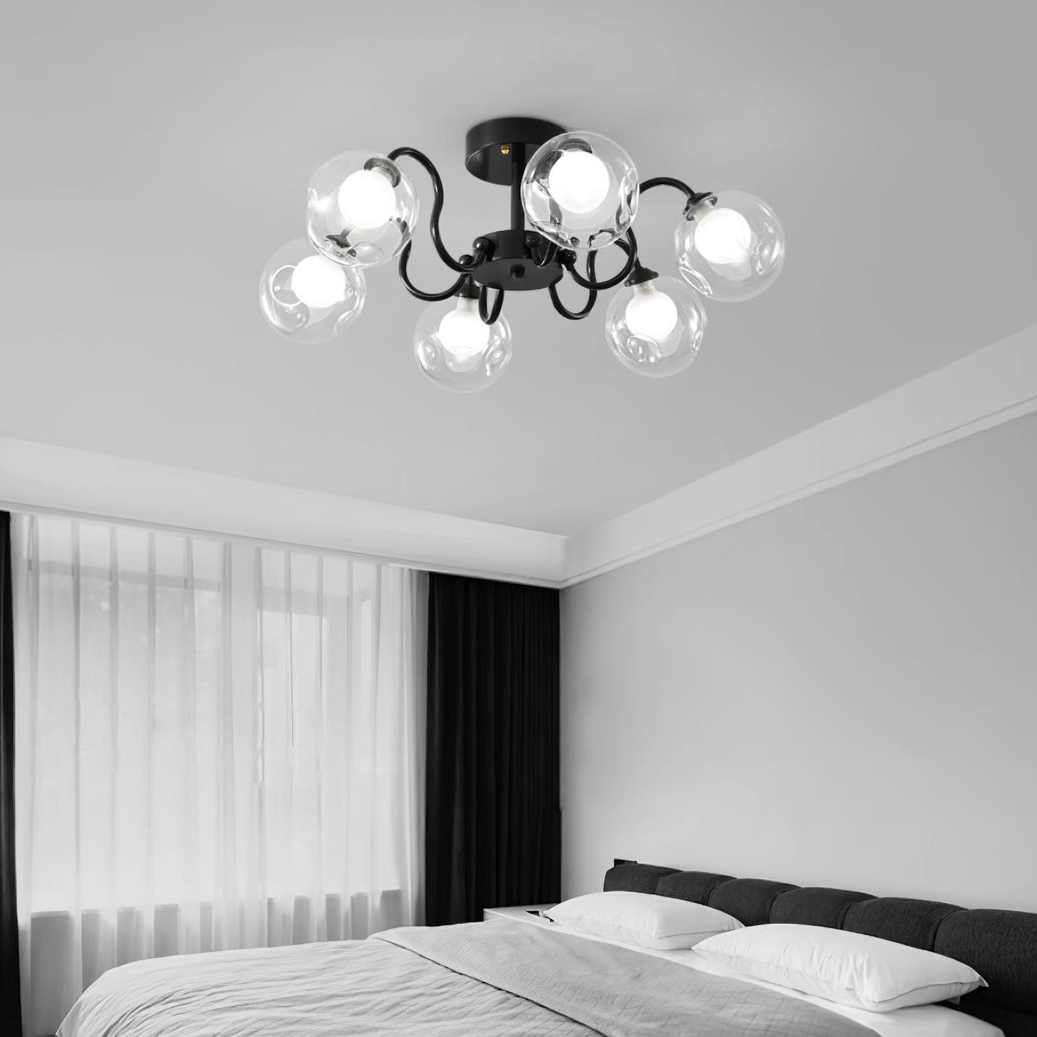 Orb Plafonnier Fleur Verre Globe Bras Moderne Salon