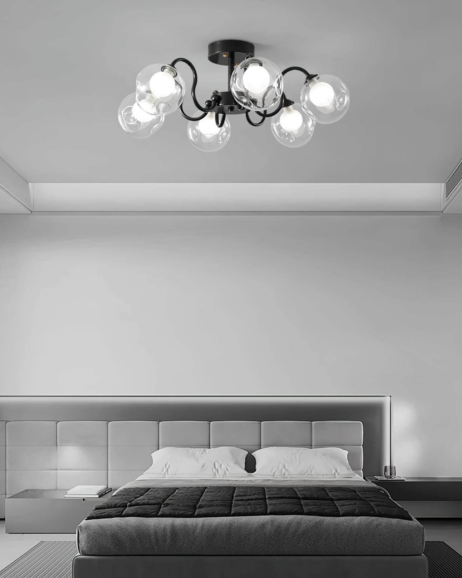 Orb Plafonnier Fleur Verre Globe Bras Moderne Salon