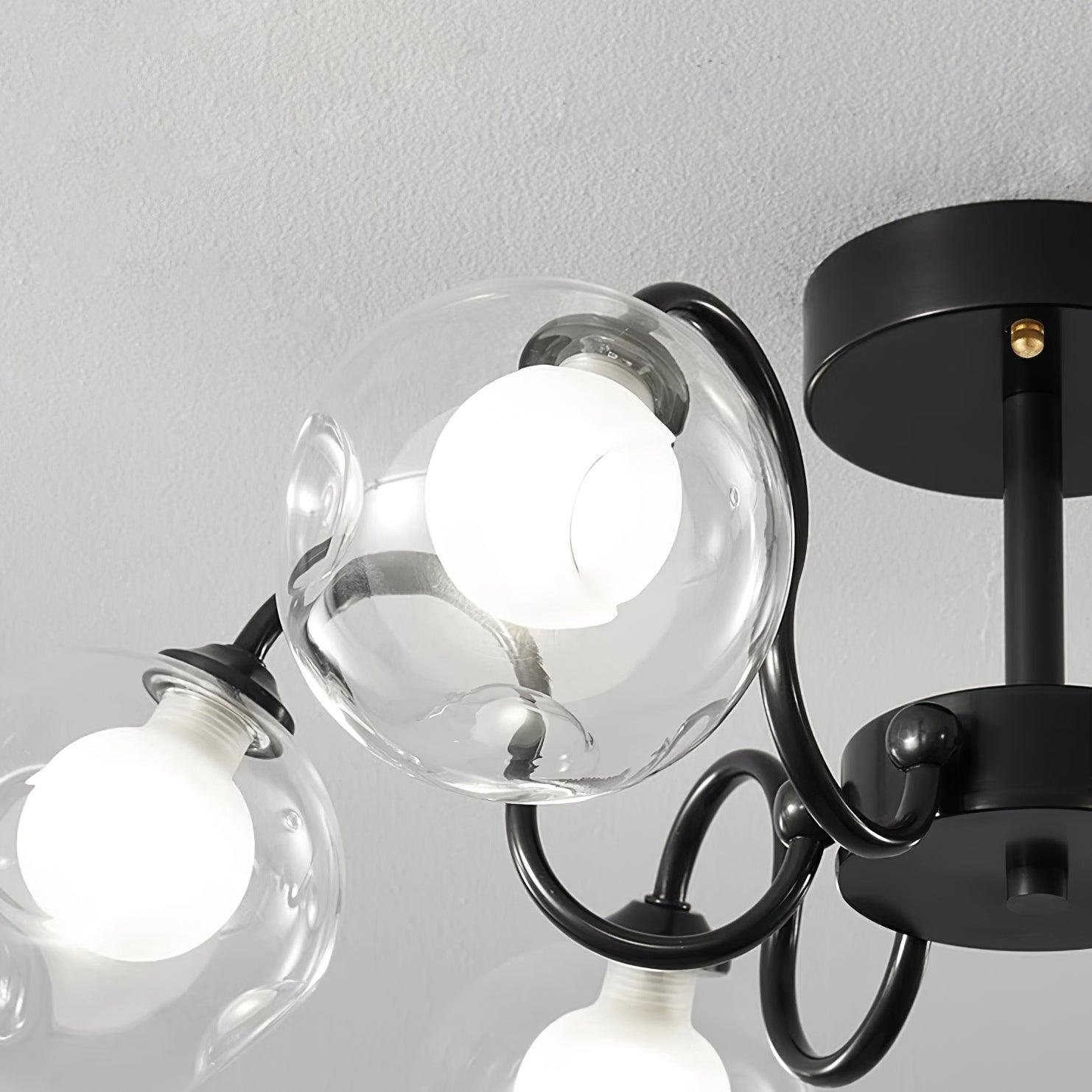 Orb Plafonnier Fleur Verre Globe Bras Moderne Salon