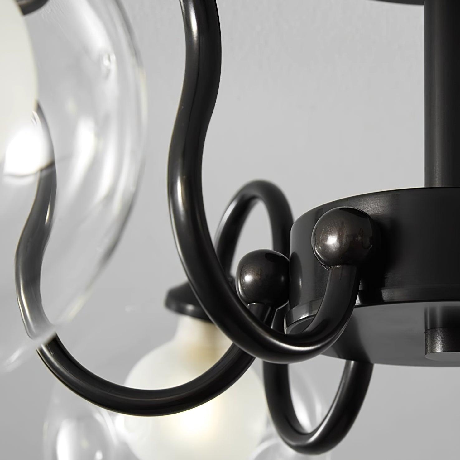 Orb Lustre Plafonnier Verre Globe Fleur Cadre Noir