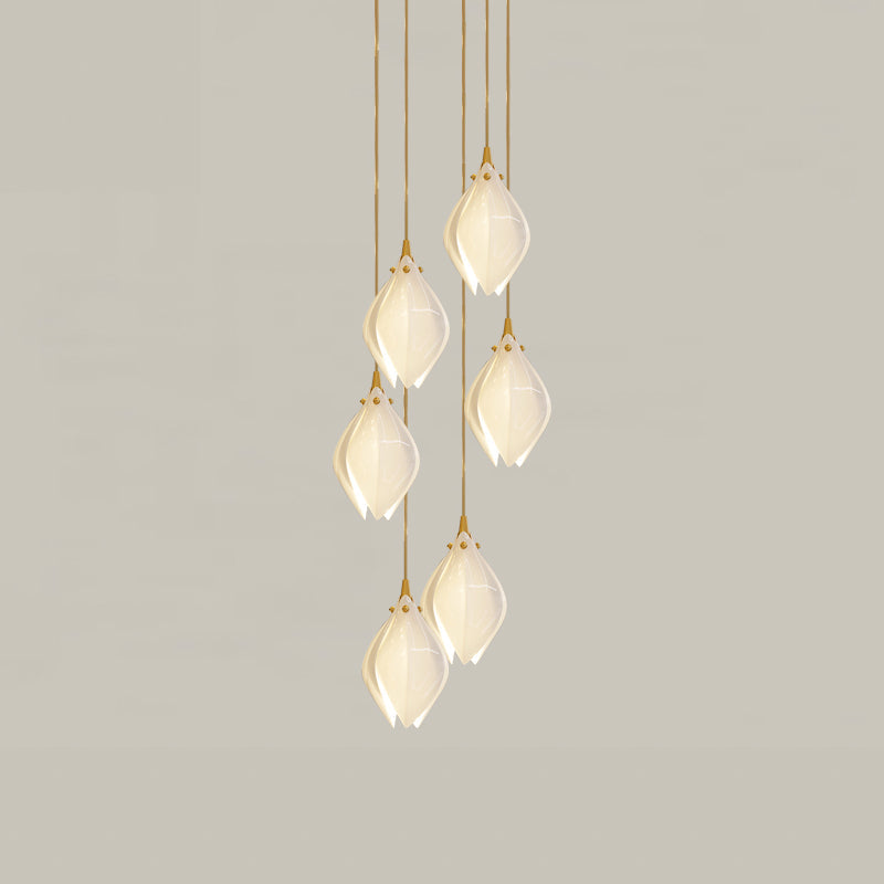 Lustra Suspension Lampe Céramique Florale Blanche