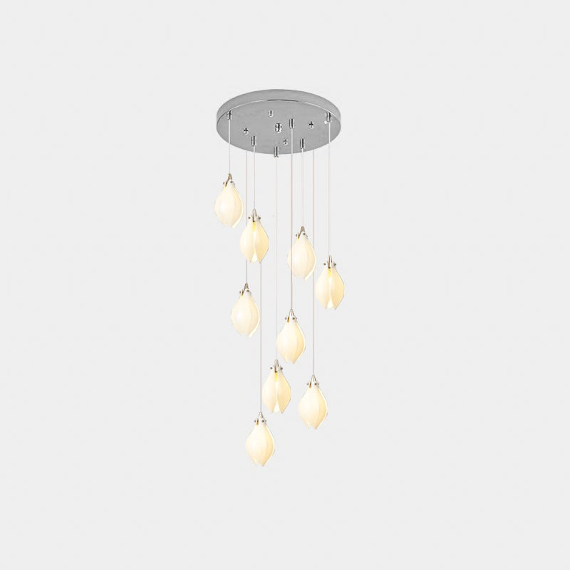 Lustra Suspension Lampe Céramique Florale Blanche