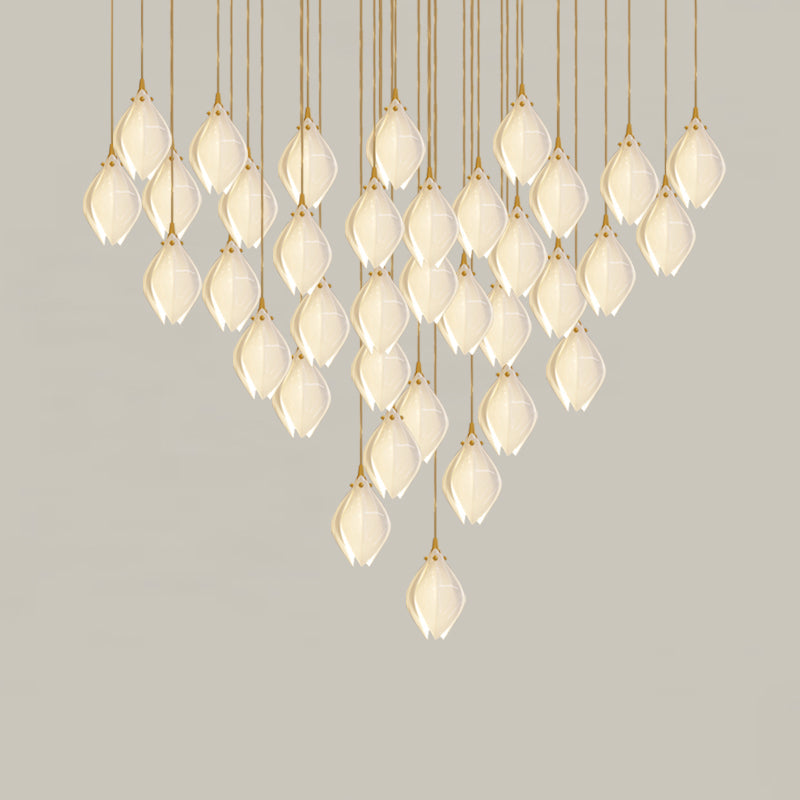 Lustra Suspension Lampe Céramique Florale Blanche