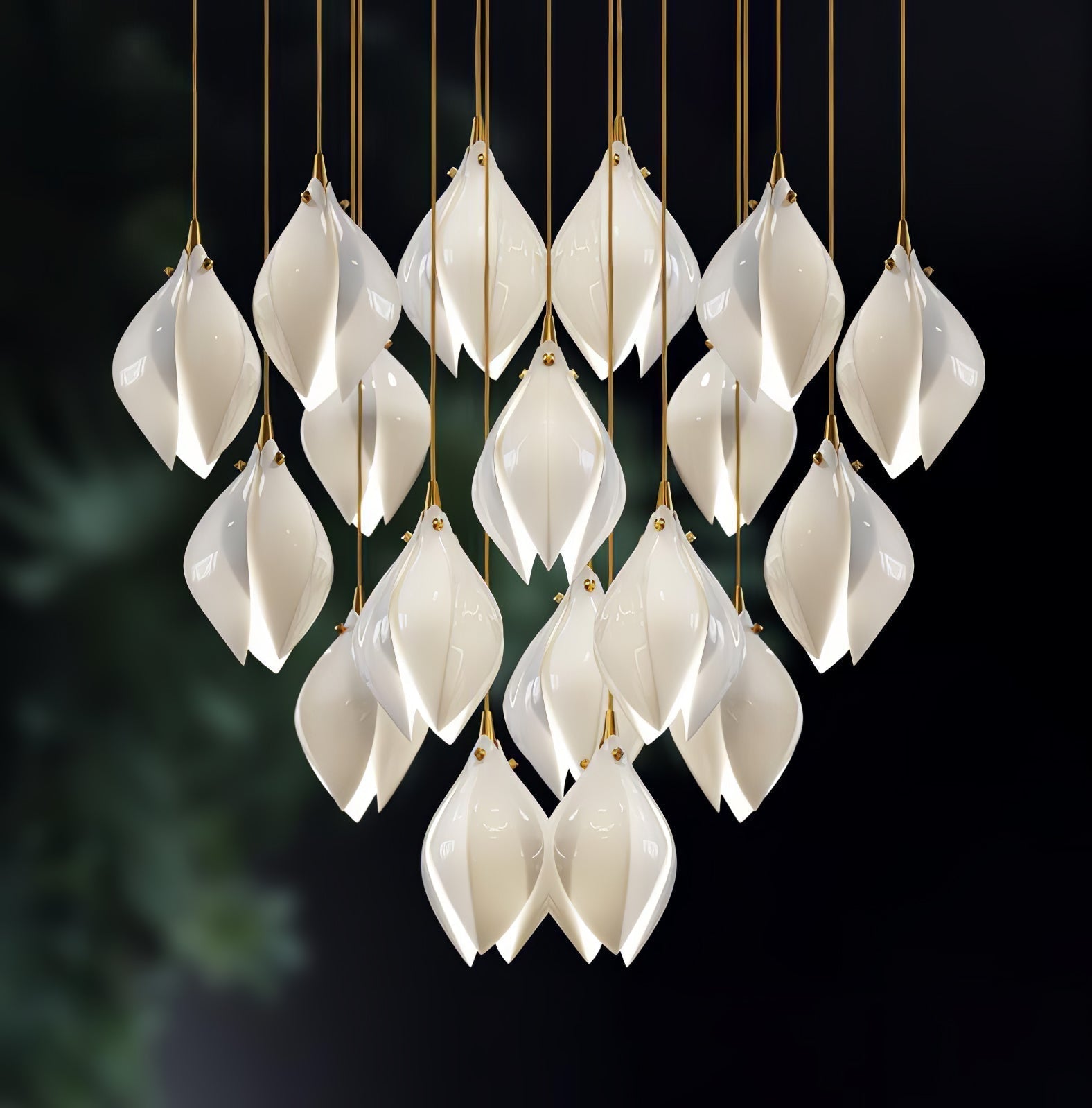Lustra Suspension Lampe Céramique Florale Blanche