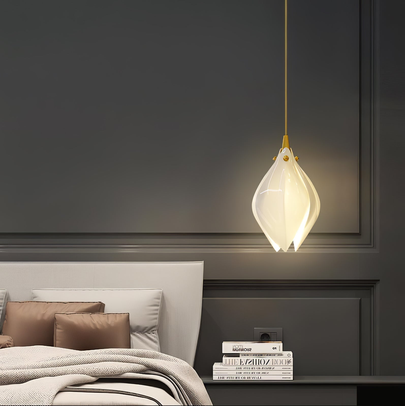 Lustra Suspension Lampe Céramique Florale Blanche