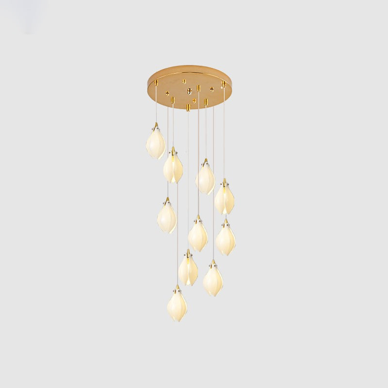 Lustra Suspension Lampe Céramique Florale Blanche
