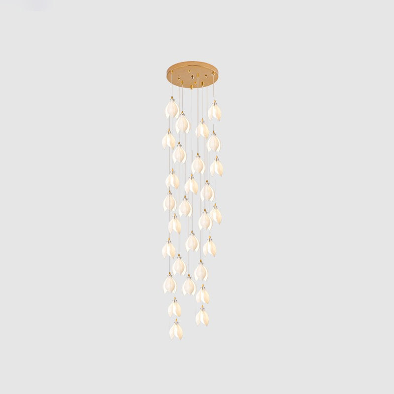 Lustra Suspension Lampe Céramique Florale Blanche