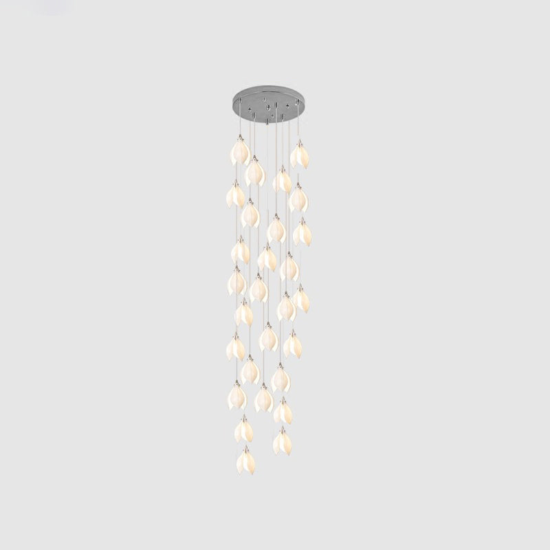Lustra Suspension Lampe Céramique Florale Blanche