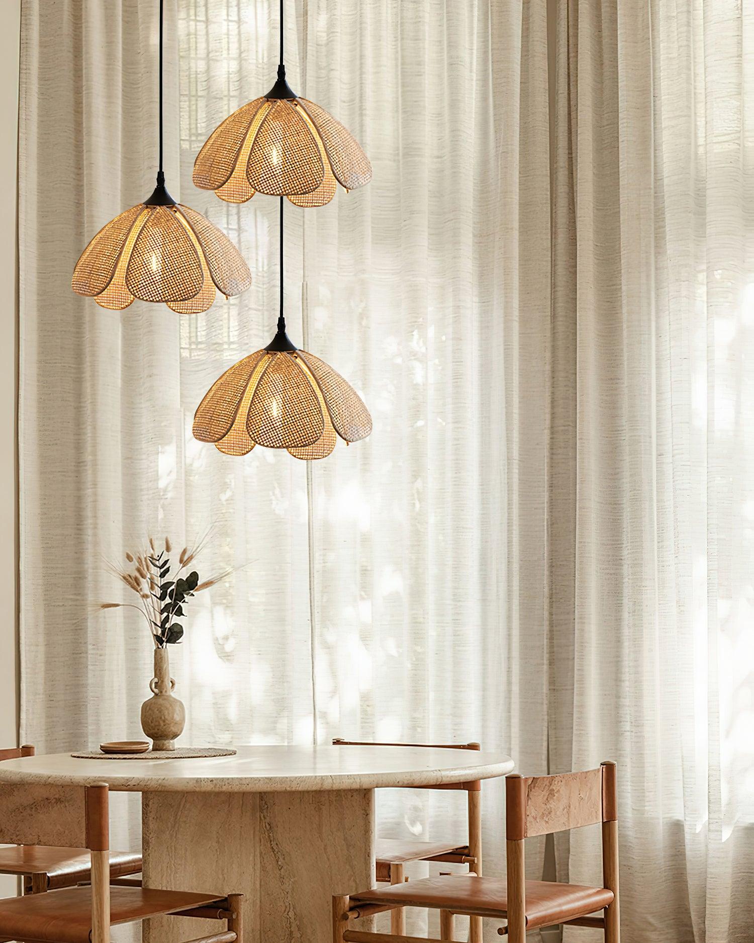 Eurvinel Élégance Floraison Rotin Tissu Suspension