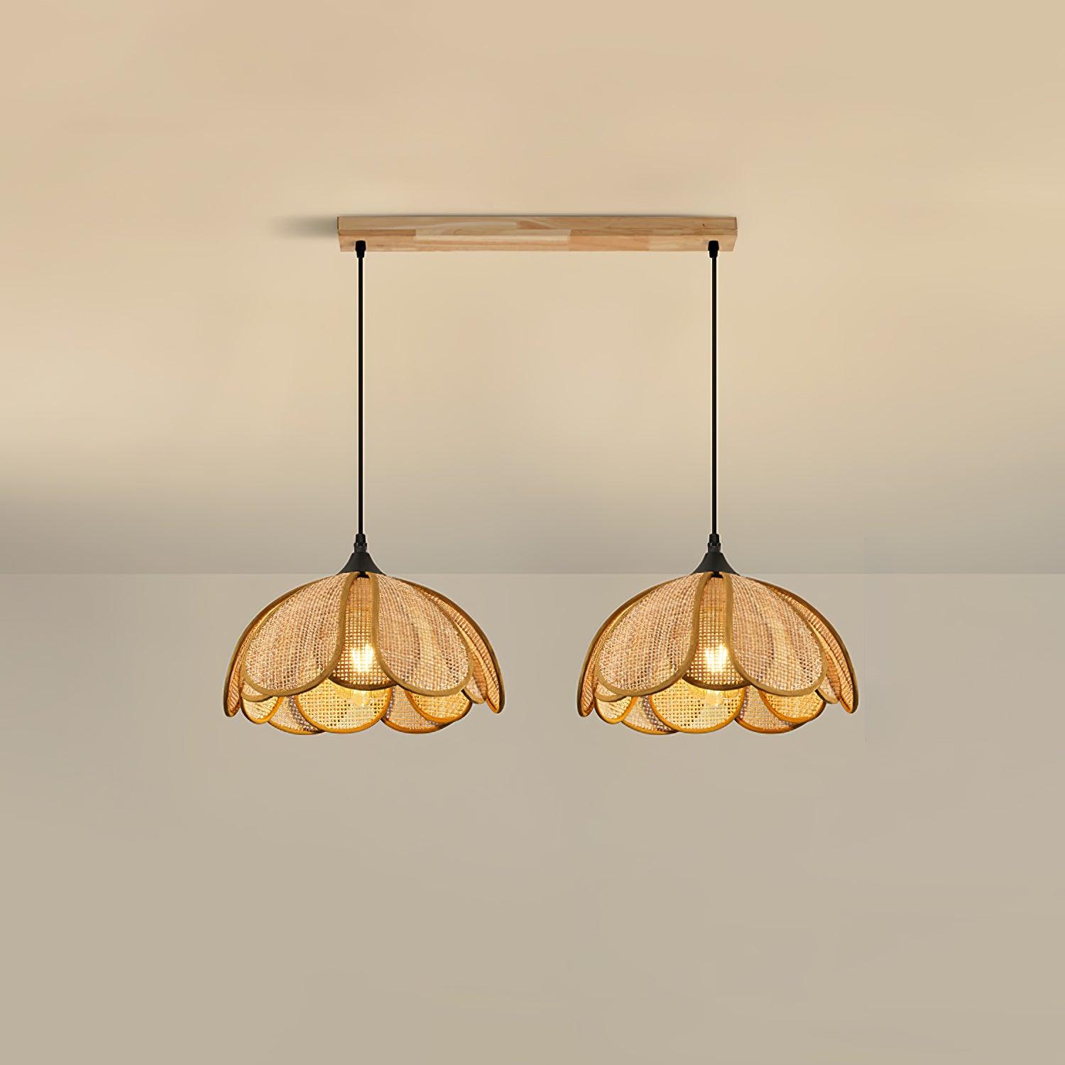 Eurvinel Élégance Floraison Rotin Tissu Suspension