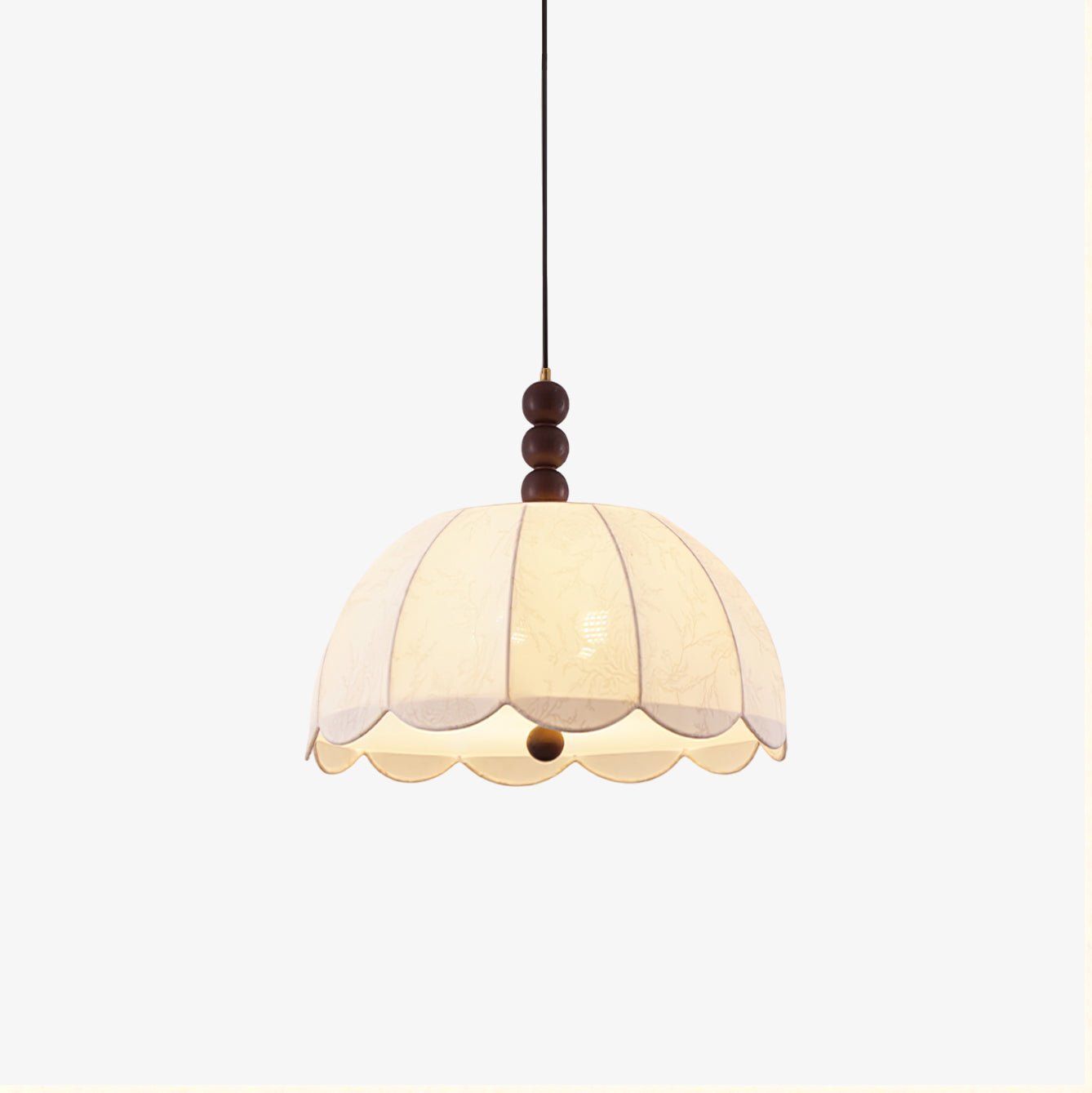 Syphaen Traditionnel Floraison Tissu Bois Pendentif Lumière