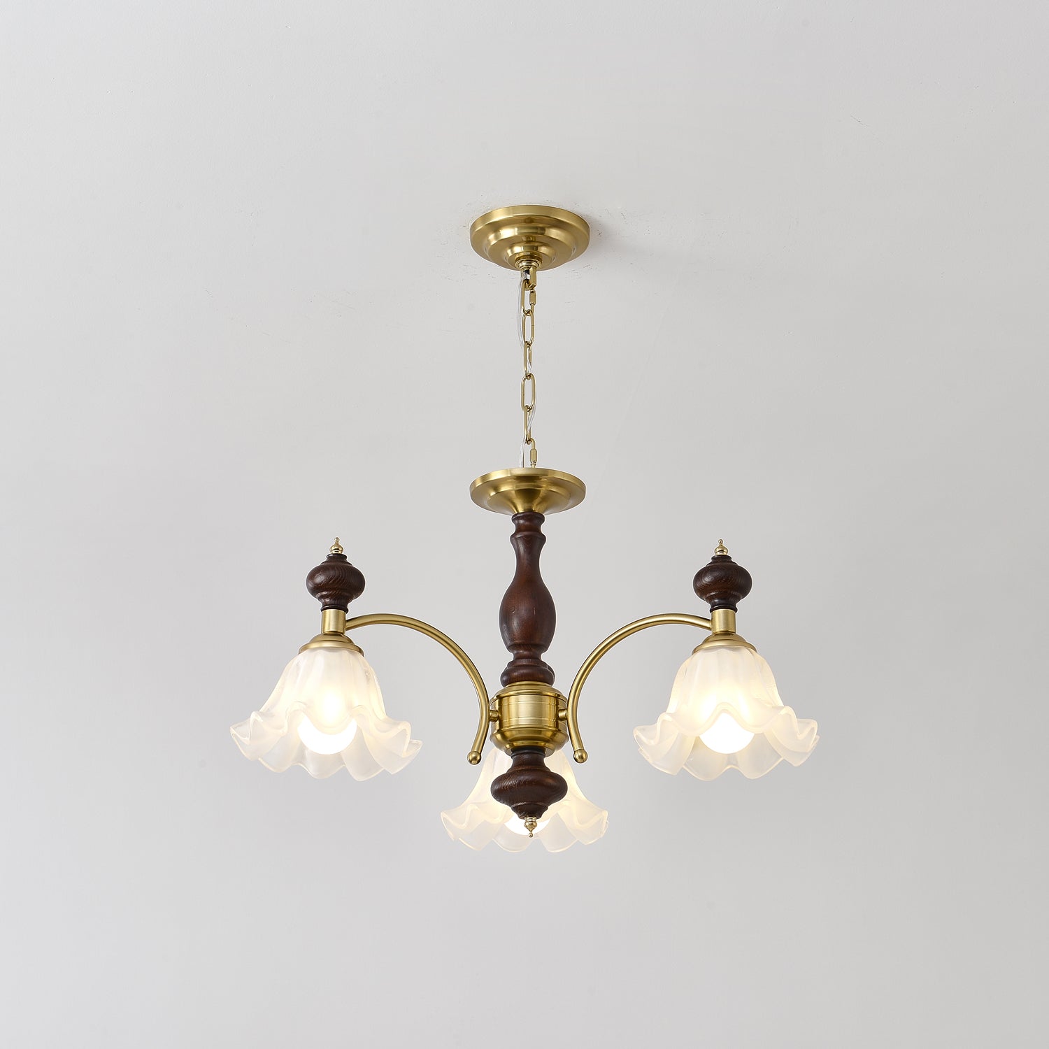 Lustra Lustre Bois Laiton Fleurs en Floraison